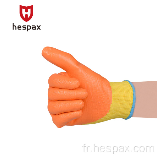 Gants protecteurs de HESPAX Palme de nitrile sans couture trempé